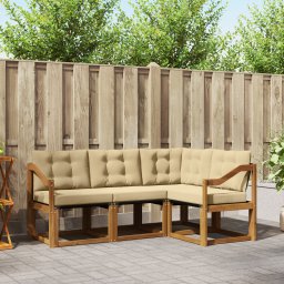 vidaXL Buiten bankenset 4 st Natuurlijk en Beige