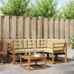 vidaXL Buiten bankenset 5 st Natuurlijk en Beige