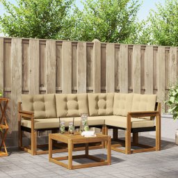 vidaXL Buiten bankenset 5 st Natuurlijk en Beige