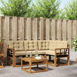 vidaXL Buiten bankenset 5 st Natuurlijk en Beige