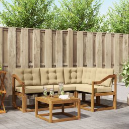 vidaXL Buiten bankenset 5 st Natuurlijk en Beige