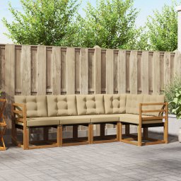 vidaXL Buiten bankenset 5 st Natuurlijk en Beige