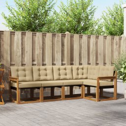 vidaXL Buiten bankenset 5 st Natuurlijk en Beige