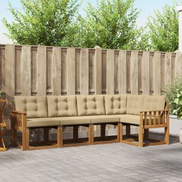 vidaXL Buiten bankenset 5 st Natuurlijk en Beige