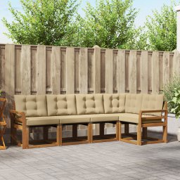 vidaXL Buiten bankenset 5 st Natuurlijk en Beige