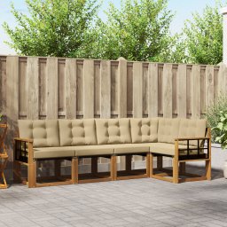 vidaXL Buiten bankenset 5 st Natuurlijk en Beige
