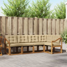 vidaXL Buiten bankenset 5 st Natuurlijk en Beige