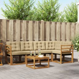 vidaXL Buiten bankenset 6 st Natuurlijk en Beige