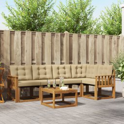 vidaXL Buiten bankenset 6 st Natuurlijk en Beige