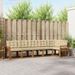 vidaXL Buiten bankenset 6 st Natuurlijk en Beige