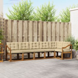 vidaXL Buiten bankenset 6 st Natuurlijk en Beige