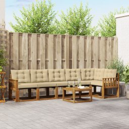 vidaXL Buiten bankenset 7 st Natuurlijk en Beige