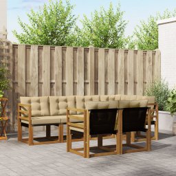 vidaXL Buiten bankenset 7 st Natuurlijk en Beige