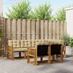 vidaXL Buiten bankenset 7 st Natuurlijk en Beige
