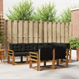 vidaXL Buiten bankenset 7 st Natuurlijk en Zwart