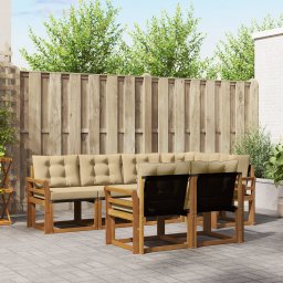 vidaXL Buiten bankenset 7 st Natuurlijk en Beige