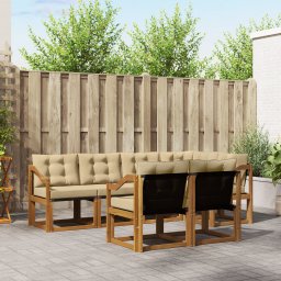 vidaXL Buiten bankenset 7 st Natuurlijk en Beige