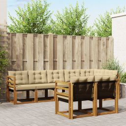 vidaXL Buiten bankenset 8 st Natuurlijk en Beige