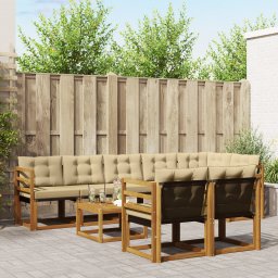 vidaXL Buiten bankenset 9 st Natuurlijk en Beige