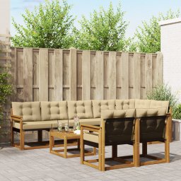 vidaXL Buiten bankenset 9 st Natuurlijk en Beige