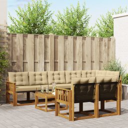vidaXL Buiten bankenset 9 st Natuurlijk en Beige