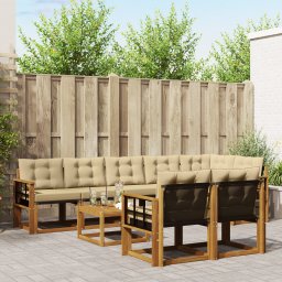 vidaXL Buiten bankenset 9 st Natuurlijk en Beige