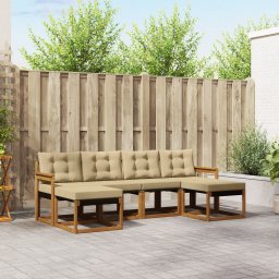 vidaXL Buiten bankenset 6 st Natuurlijk en Beige