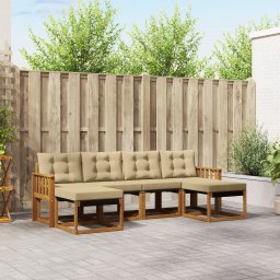 vidaXL Buiten bankenset 6 st Natuurlijk en Beige