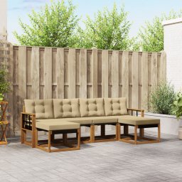 vidaXL Buiten bankenset 6 st Natuurlijk en Beige