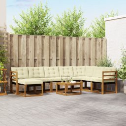 vidaXL Buiten bankenset 9 st Natuurlijk en Crème