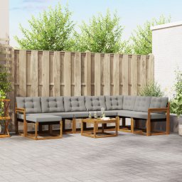 vidaXL Buiten bankenset 9 st Naturel en lichtgrijs