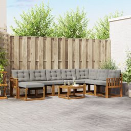 vidaXL Buiten bankenset 9 st Naturel en lichtgrijs