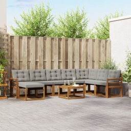 vidaXL Buiten bankenset 9 st Naturel en lichtgrijs