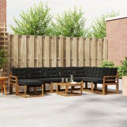 vidaXL Buiten bankenset 9 st Naturel en Zwart