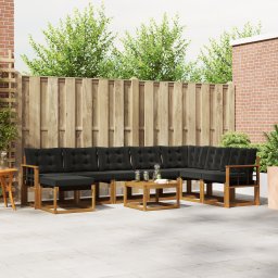 vidaXL Buiten bankenset 9 st Naturel en Zwart