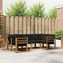 vidaXL Buiten bankenset 6 st Naturel en Zwart