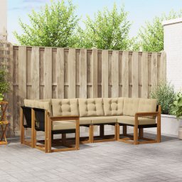 vidaXL Buiten bankenset 6 st Natuurlijk en Beige