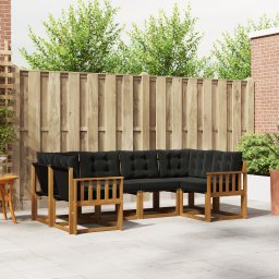 vidaXL Buiten bankenset 6 st Naturel en Zwart