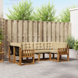 vidaXL Buiten bankenset 6 st Natuurlijk en Beige