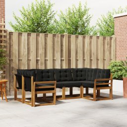 vidaXL Buiten bankenset 6 st Naturel en Zwart