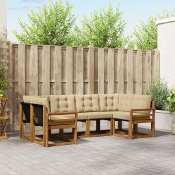 vidaXL Buiten bankenset 6 st Natuurlijk en Beige