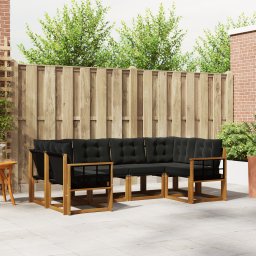 vidaXL Buiten bankenset 6 st Naturel en Zwart