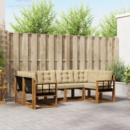 vidaXL Buiten bankenset 6 st Natuurlijk en Beige