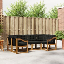 vidaXL Buiten bankenset 6 st Naturel en Zwart