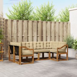 vidaXL Buiten bankenset 6 st Natuurlijk en Beige