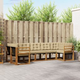 vidaXL Buiten bankenset 7 st Natuurlijk en Beige