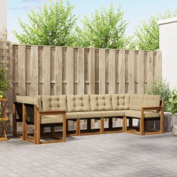 vidaXL Buiten bankenset 7 st Natuurlijk en Beige