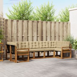 vidaXL Buiten bankenset 7 st Natuurlijk en Beige