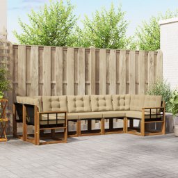 vidaXL Buiten bankenset 7 st Natuurlijk en Beige