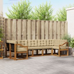 vidaXL Buiten bankenset 7 st Natuurlijk en Beige